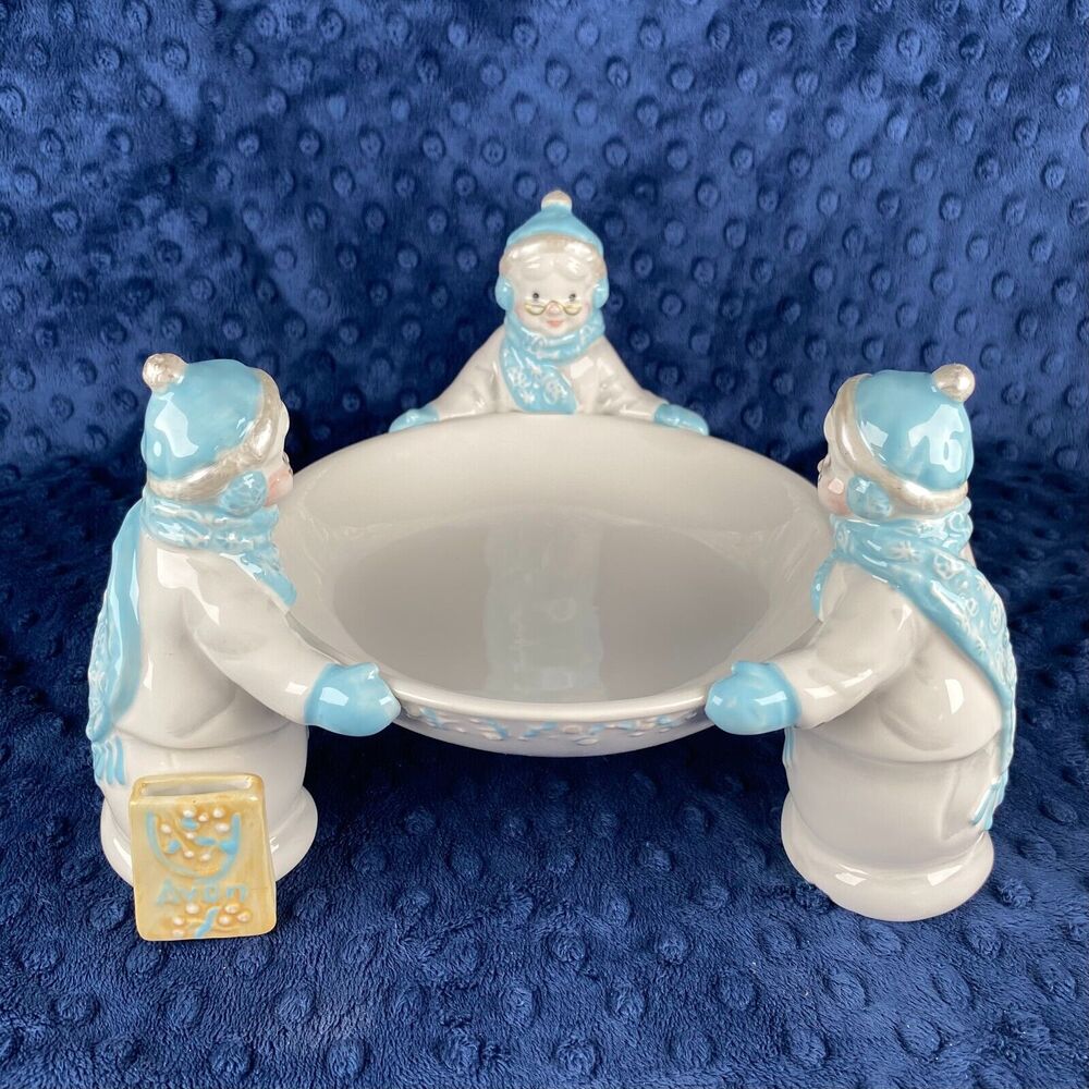 Avon Snowlady Candy Dish 2002 Presidents Club Holiday Collection 1st Edition